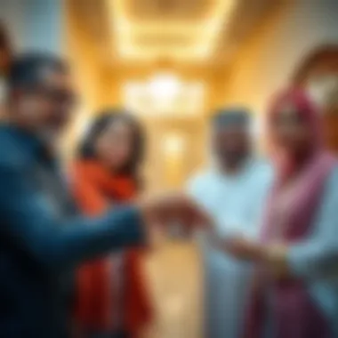 Happy family receiving keys to a new property in Dubai