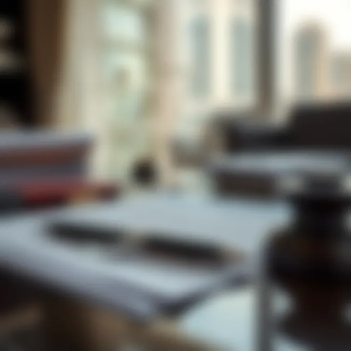 Legal documents on a desk with a pen