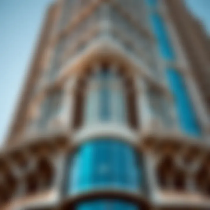 Close-up of the architectural details of Creek Tower Deira