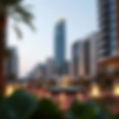 Rendering of the Creek Tower Deira surrounded by community amenities