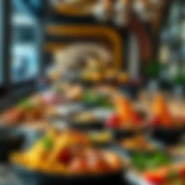 Diverse Culinary Offerings A vibrant spread of diverse gourmet dishes