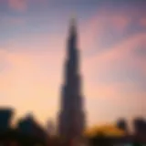 Stunning view of Burj Khalifa against the twilight sky