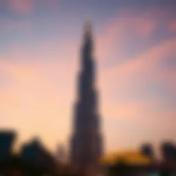 Stunning view of Burj Khalifa against the twilight sky