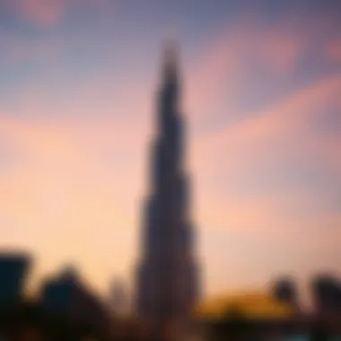 Stunning view of Burj Khalifa against the twilight sky