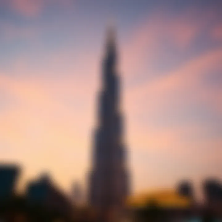 Stunning view of Burj Khalifa against the twilight sky