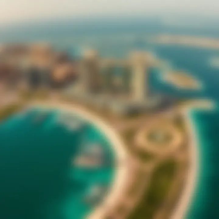 Panoramic view of Palm Jumeirah from above