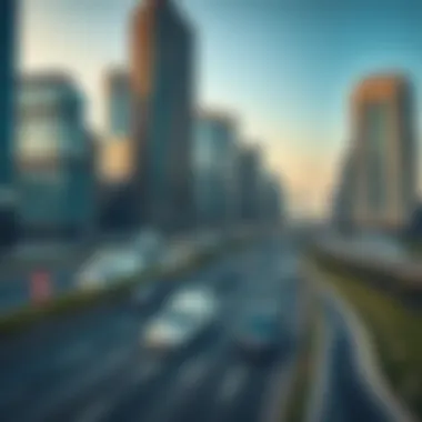 The Sheikh Zayed Road bustling with modern skyscrapers