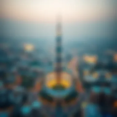 Aerial shot of Al Taawun area highlighting the Emirates Tower's prominence