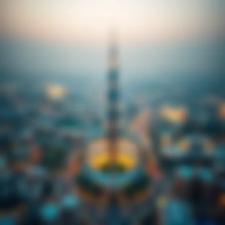 Aerial shot of Al Taawun area highlighting the Emirates Tower's prominence