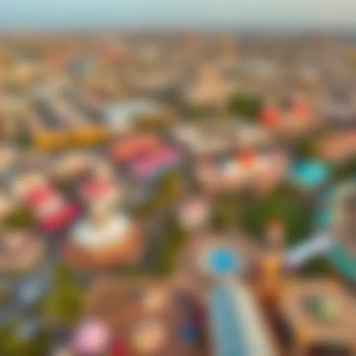 Aerial view of the bustling Global Village site