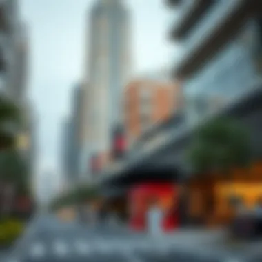 Surrounding amenities near Habtoor Tower with vibrant urban life