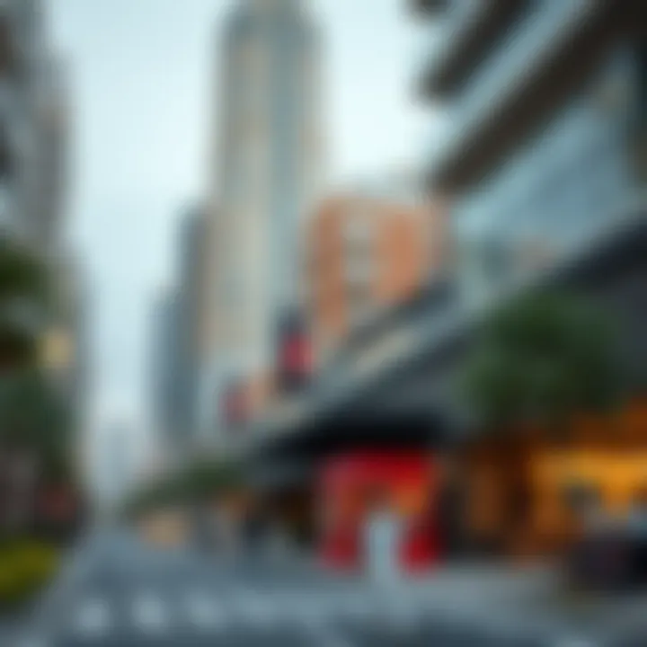 Surrounding amenities near Habtoor Tower with vibrant urban life
