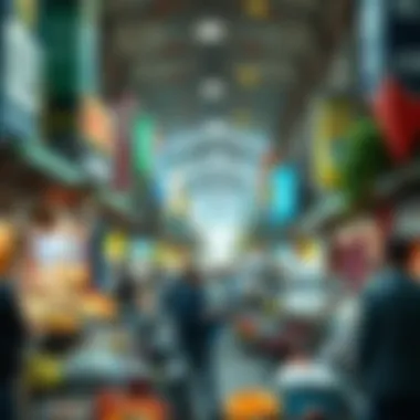 Economic Vitality in Global Markets A bustling marketplace reflecting economic activity