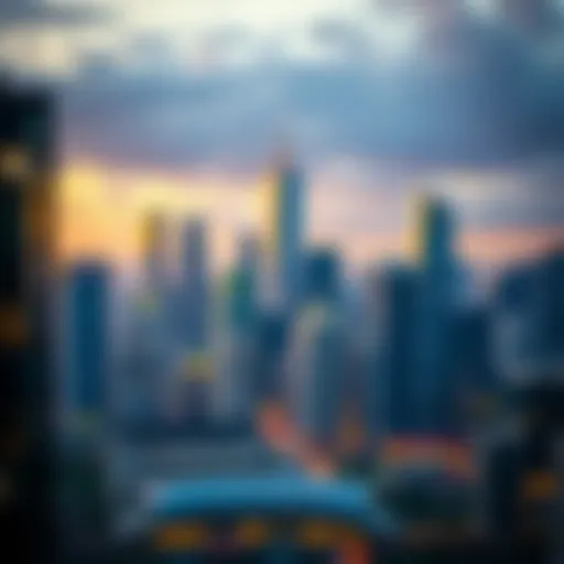 A vibrant city skyline showcasing architectural marvels