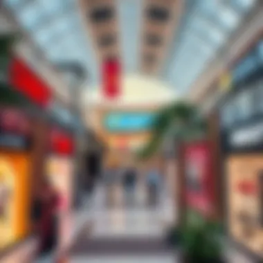 Vibrant outlet mall showcasing diverse brands