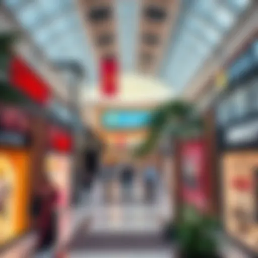 Vibrant outlet mall showcasing diverse brands