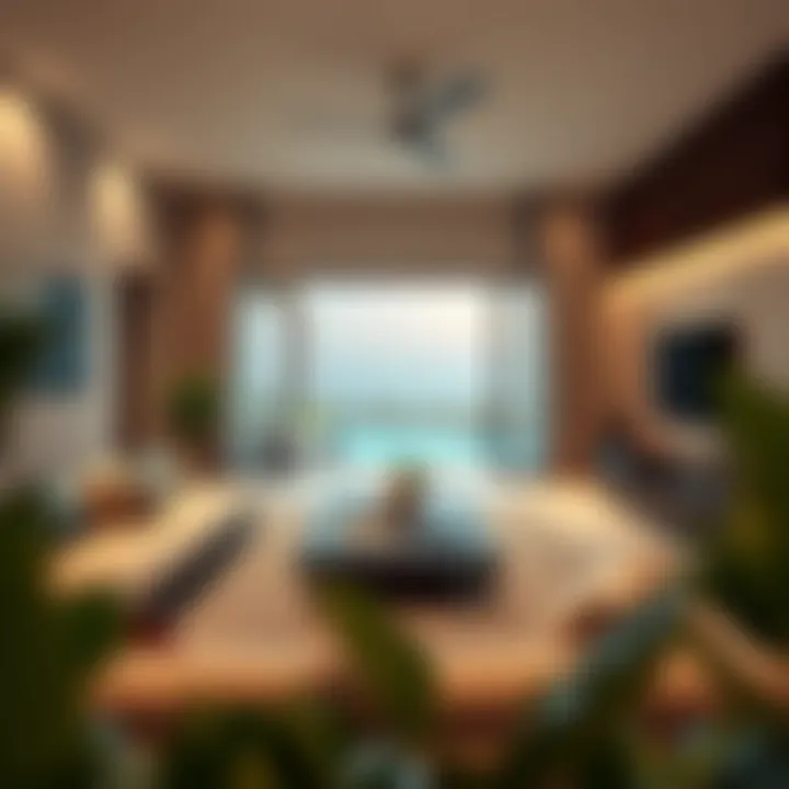 Modern Living Room with Pool Access Modern living room with pool access