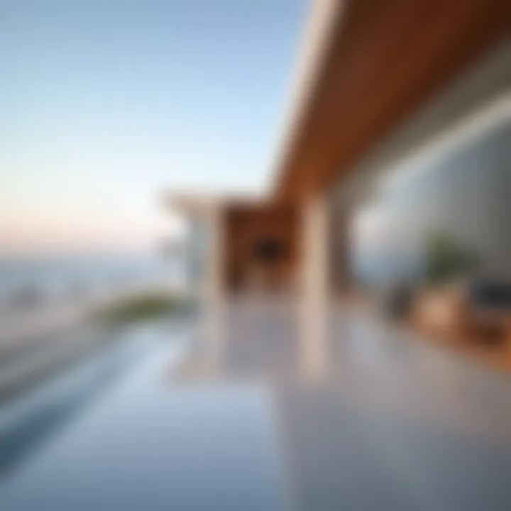 Modern architectural design of a sea view residence overlooking the beach