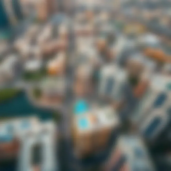 Aerial view of Bur Dubai highlighting strategic location