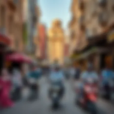 Vibrant street scene in Bur Dubai reflecting local culture