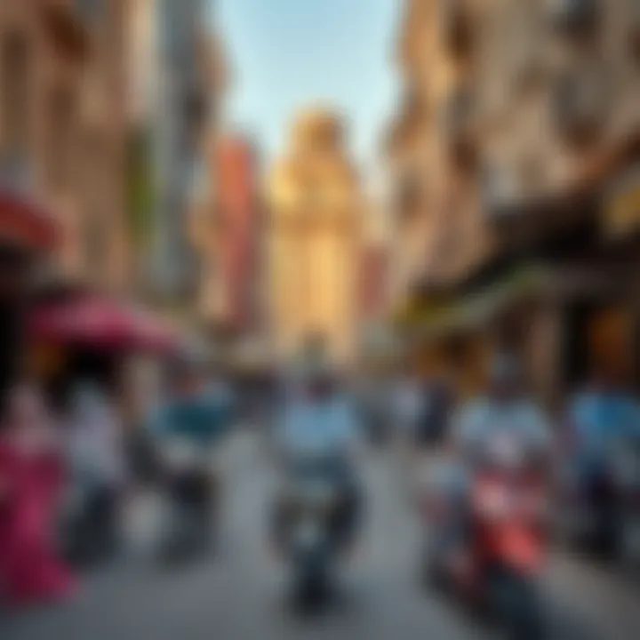 Vibrant street scene in Bur Dubai reflecting local culture