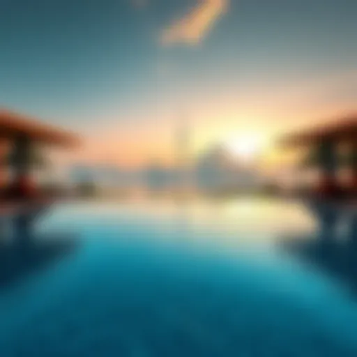 Luxurious private pool with city skyline view