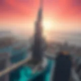 Aerial View of Dubai Palm Tower Aerial view of the Dubai Palm Tower showcasing its unique silhouette.