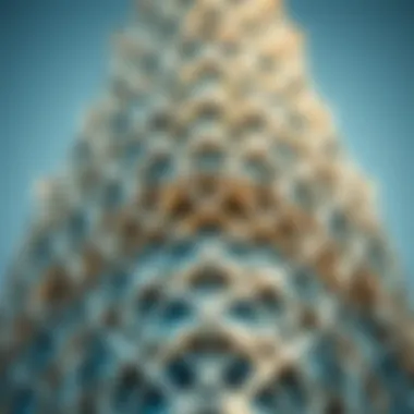 Intricate Design Features of the Palm Tower Close-up of the intricate design features of the Palm Tower.