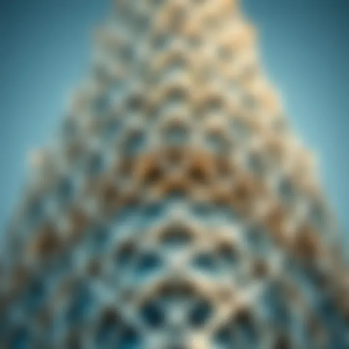 Intricate Design Features of the Palm Tower Close-up of the intricate design features of the Palm Tower.