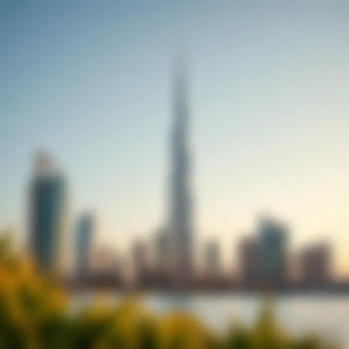 Dubai Skyline Featuring Palm Tower The Dubai skyline with the Palm Tower as a focal point.