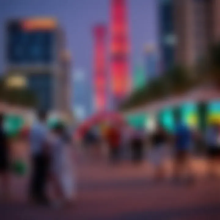 A vibrant community event at a sports city in Dubai, representing lifestyle integration