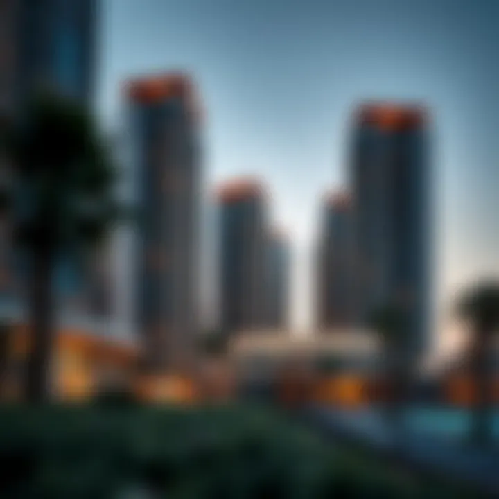 Luxury residential buildings adjacent to sports complexes in Dubai