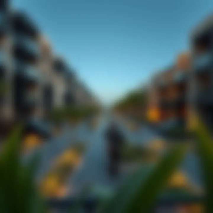 Modern Living in Dubai's Trendy Neighborhoods Trendy neighborhood in Dubai with modern apartments and green spaces