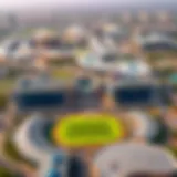 Aerial view of Sport City in Dubai showcasing its layout