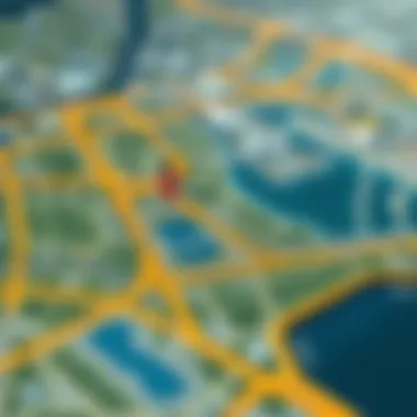 Map highlighting the strategic location of Sport City within Dubai