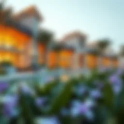 Luxurious exterior view of the Five Palm Club showcasing architectural elegance