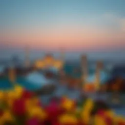 A panoramic view of Global Village showcasing diverse pavilions