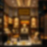 Golden jewelry displayed elegantly in a Dubai storefront