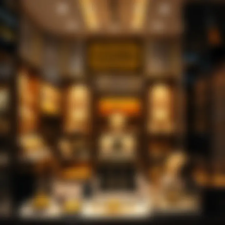 Golden jewelry displayed elegantly in a Dubai storefront