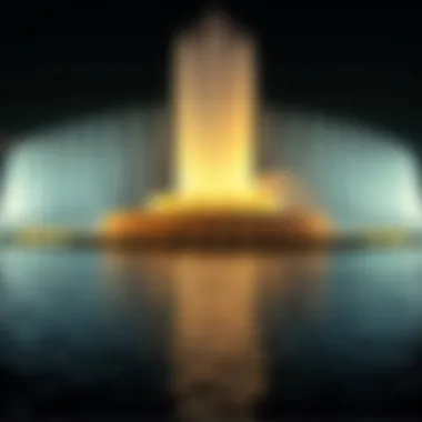 Breathtaking view of the Dubai Fountain illuminated at night