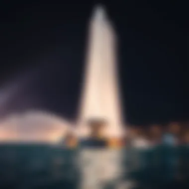 Close-up capture of the fountain's water jets during a performance