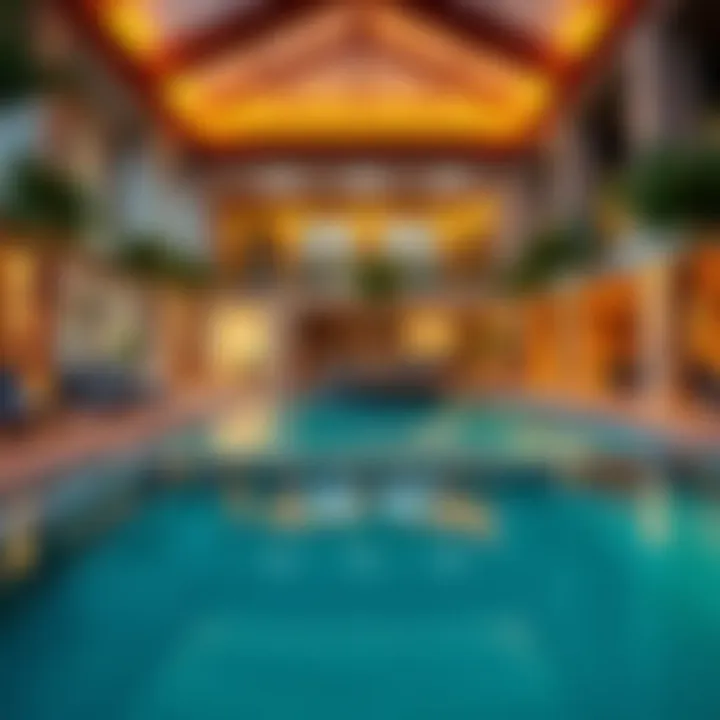 Amenities overview featuring pool and recreation area at Icon Deluxe Hotel Apartments