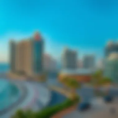 Stunning Architecture of JBR The Walk A panoramic view of JBR The Walk showcasing its stunning architecture and beachfront