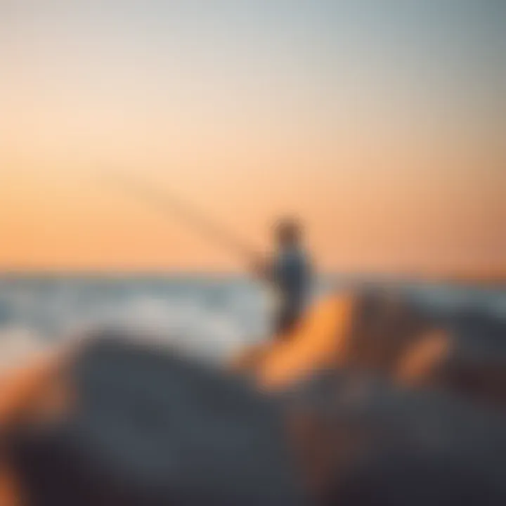 Local angler casting a fishing line into the sea