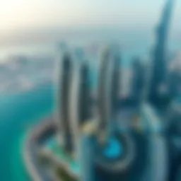 Aerial view of Latifa Towers showcasing their unique architectural design