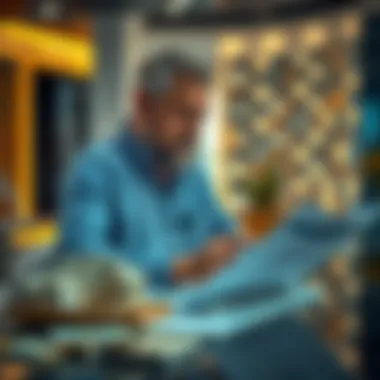 Investor Analysis of Property Values in Dubai Investor analyzing property values in Dubai