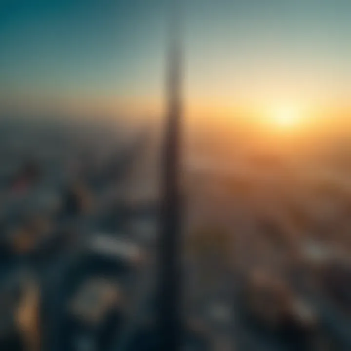 Aerial Perspective of Burj Khalifa and Parking Facilities Aerial view of Burj Khalifa with surrounding parking areas
