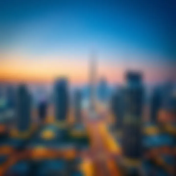 A skyline view of Dubai showcasing luxury buildings