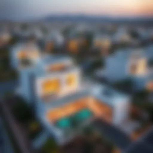 Aerial view of luxury villas in Dubai Hills showcasing modern architecture