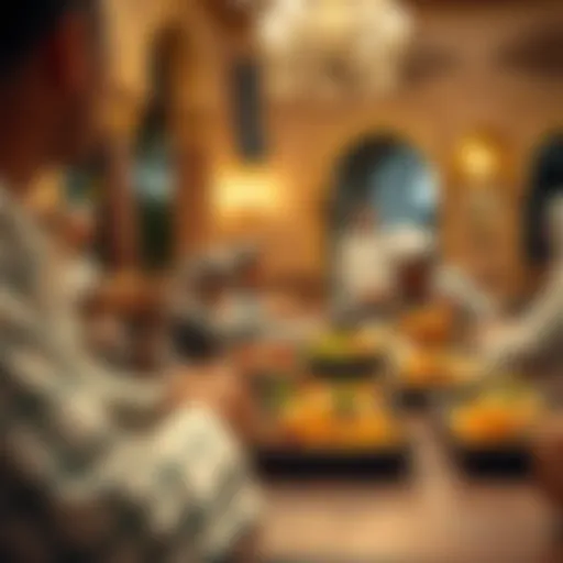 Traditional Iftar setting featuring local delicacies